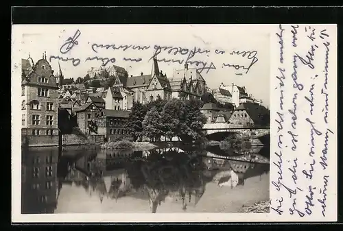 AK Marburg, Blick vom Trojedamm auf Universität und Schloss