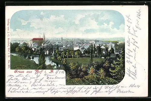 AK Hof i. B., Teilansicht mit Kirche