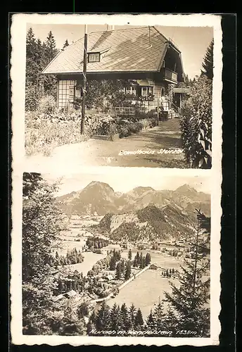 AK Aurach, Gasthaus Landhaus Stürzer, Ortsansicht mit Wendelstein