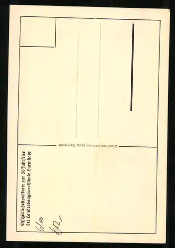 Künstler-AK Darmstadt, 50 Jahre hessische Landesbaugewerkschule