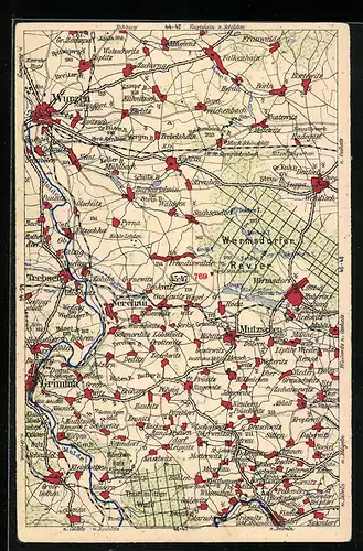 AK Mutzschen, Landkarte der Region um den Ort