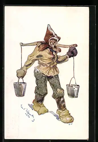 Künstler-AK Ukraine, wolhynischer Wasserträger