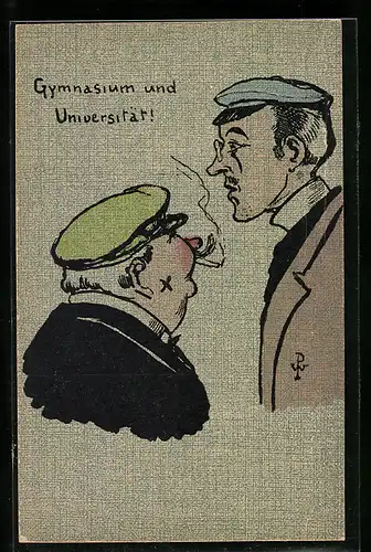 Künstler-AK Gymnasium und Universität!, studentische Szene