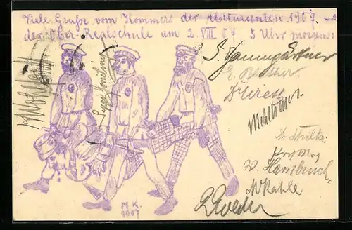 AK Kommers der Abiturienten 1907 der Ober-Realschule, studentische Szene
