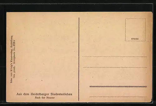 AK Heidelberger Studentenleben, Nach der Mensur, studentische Szene