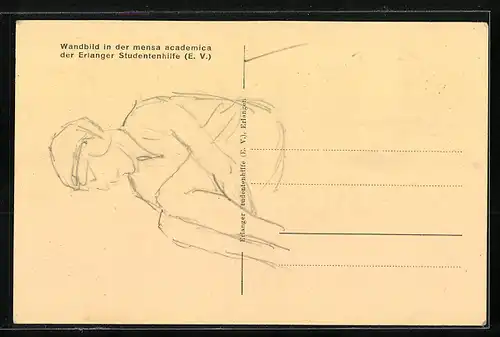 AK Wandbild in der mensa academica der Erlanger Studentenhilfe EV, studentische Szene