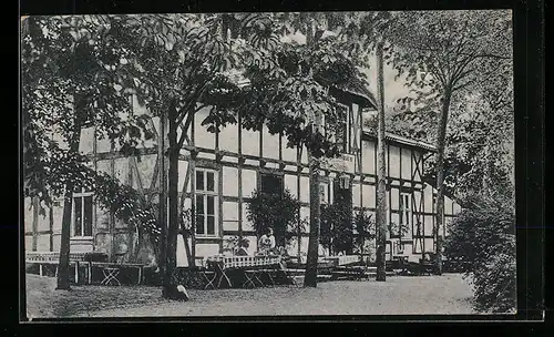 AK Neu-Schleffin, Gasthaus Waldschenke mit Terrasse