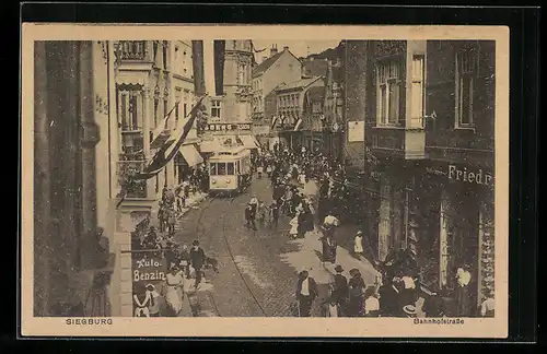 AK Siegburg, Strassenbahn in der Bahnhofstrasse