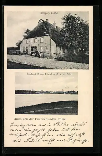 AK Friedrichstadt a. d. Eider, Konagels Gasthof, Totalansicht