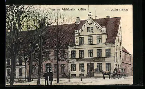 AK Friedrichstadt a. Eider, Hotel Stadt Hamburg, Kutsche