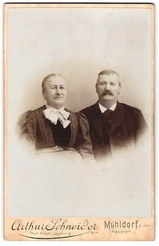 Fotografie Arthur Schneider, Mühldorf a. Inn, Hauptstr., Älteres Paar im Portrait