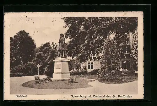 AK Bielefeld, Sparenburg mit Denkmal des Gr. Kurfürsten, Kaffee Fürstenhof