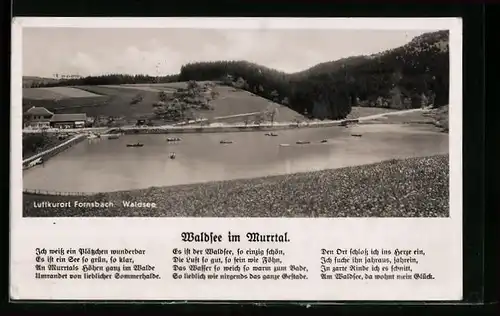 AK Fornsbach, Blick auf den Waldsee im Murrtal, Restaurant Waldsee