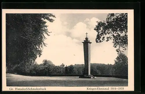 AK Gr. Hansdorf-Schmalenbeck, das Krieger-Ehrenmal von 1914-1918