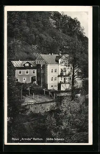 AK Rathen /Sächs. Schweiz, Blick auf Haus Armida