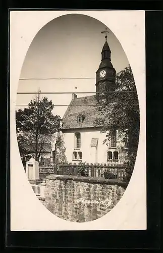 AK Obercrinitz, Partie an einer Kirche