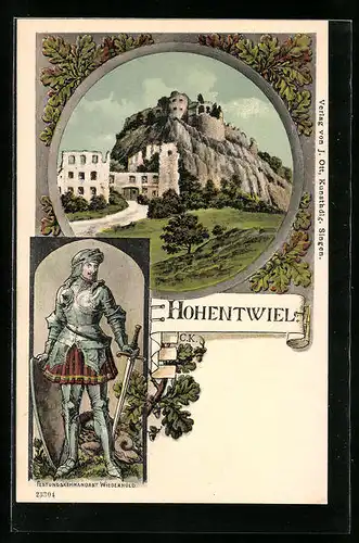 AK Blick zur Festung Hohentwiel mit dem Festungskommandant Wiederhold
