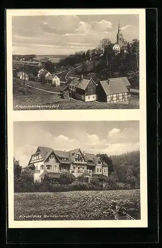 AK Krummenhennersdorf, Kirchliches Bundeshaus, Blick zur Kirche