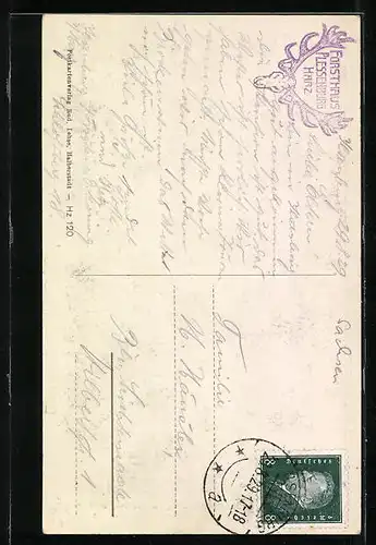 AK Plessenburg bei Ilsenburg, Jagdschloss und Forsthaus