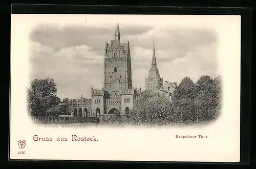 AK Rostock i. Meckl., Blick auf das Kröpeliner Thor