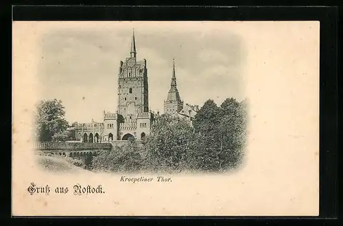 AK Rostock i. Meckl., an der Brücke zum Kröpeliner Thor