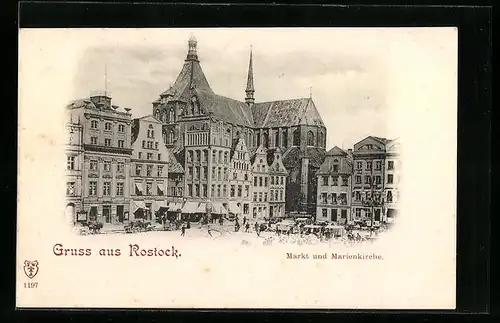 AK Rostock i. Meckl., Markt und Marienkirche