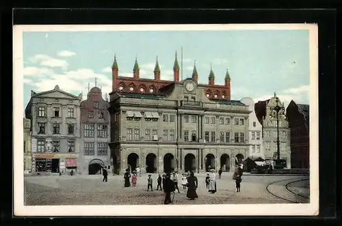 AK Rostock i. Meckl., das Rathaus auf dem neuen Markt