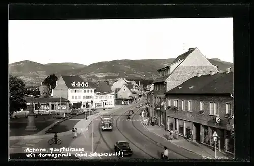 AK Achern, Blick auf die Hauptstrasse und Hornisgrinde