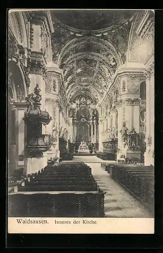 AK Waldsassen, Inneres der Kirche, Blick zum Altar