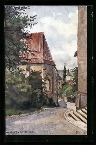 Künstler-AK Waiblingen, auf der Strasse an der Nonnenkirche