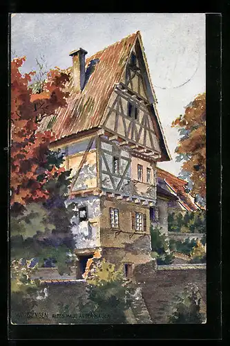 Künstler-AK Waiblingen, das alte Haus an der Mauer