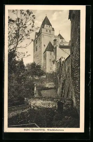 AK Landshut, der Wittelsbacherturm der Burg Trausnitz