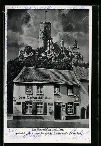 AK Godesberg, das Restaurant Zur Lindenwirtin unter der Godesburg