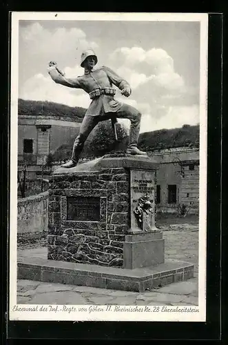 AK Ehrenbreitenstein, Ehrenmal des Inf.-Regts. von Göben II. Rheinisches Nr. 28