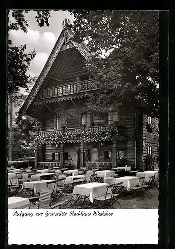 AK Berlin-Wannsee, die Gaststätte Blockhaus Nikolskoe