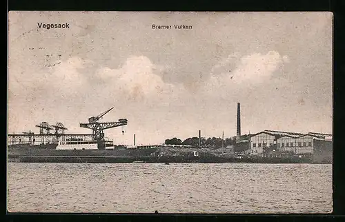 AK Vegesack, Bremer Vulka, Blick auf die Werft im Hafen
