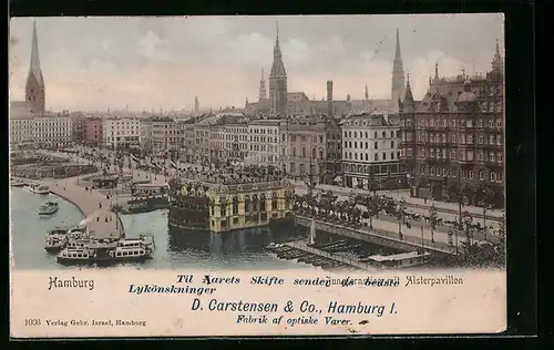 AK Hamburg-Neustadt, Blick auf den Jungfernstieg und den Alsterpavillon