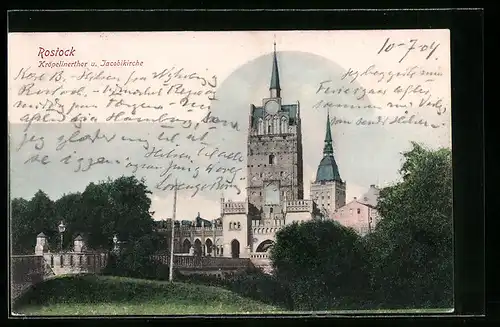 AK Rostock, Kröpelinerthor und die Jacobikirche