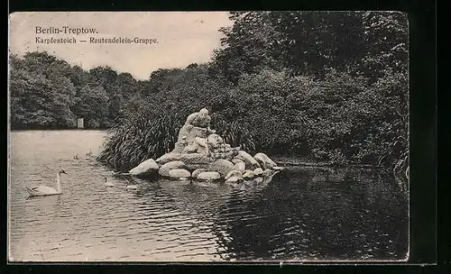 AK Berlin-Treptow, Karpfenteich, die Rautendelein-Gruppe