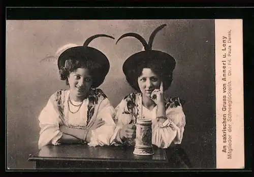 AK An sakrischen Gruas von Annerl und Leny, Mitglieder der Schneeglöckerin