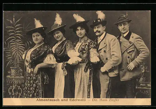 AK Almenrausch und Edelweiss in Tracht-Dir. Hans Ziegler