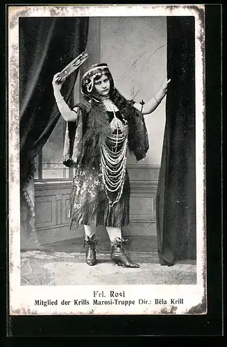 AK Fräulein Rosi, Mitglied der Krills Marosi-Truppe in Tracht