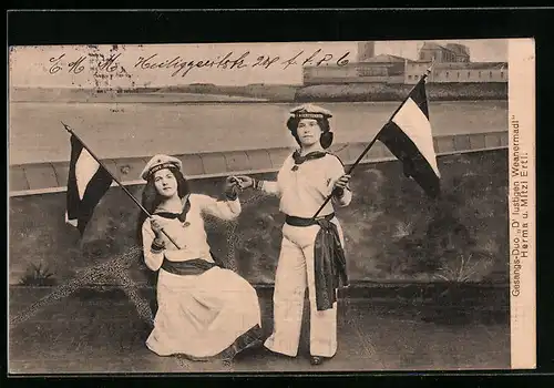 AK Gesangs-Duo D` lustigen Weanermadl Herma und Mitzi Ertl