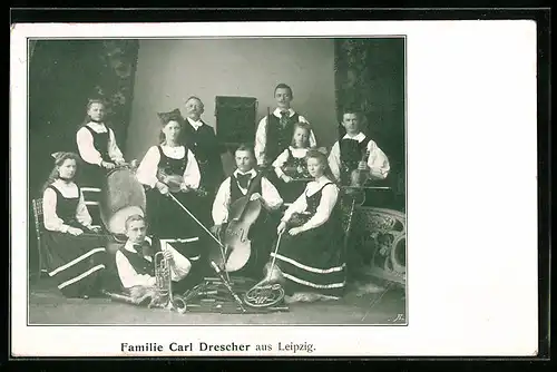 AK Musiker Familie Carl Drescher aus Leipzig