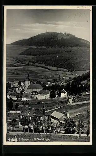 AK Geising im Erzgeb., Totalansicht mit Geisingberg