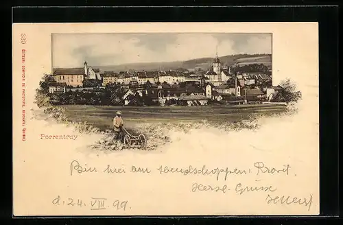 AK Porrentruy, Ortsansicht aus der Ferne