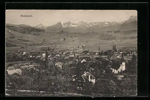 AK Wattenwil, Totalansicht aus der Vogelschau