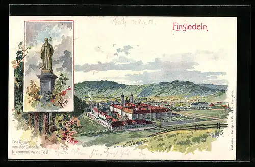 Lithographie Einsiedeln, Das Kloster von der Ostseite