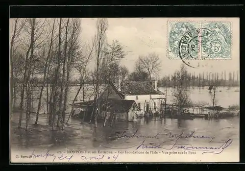 AK Monpont, Les Inondations de l`Isle, vue prise sur le Pont