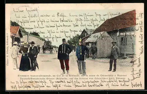 AK Schlucht, Deutsch-französische Grenze, auf der Strasse von Gerardmer nach Münster